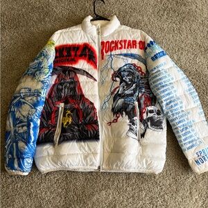 Rockstar Graphic hoodie - White and Blue